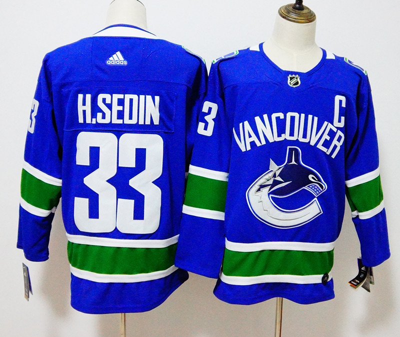 Men's Adidas Vancouver Canucks #30 Henrik Sedin Blue Stitched NHL Jersey