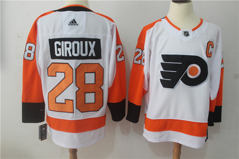 Men's Adidas Philadelphia Flyers #28 Claude Giroux White Stitched NHL Jersey