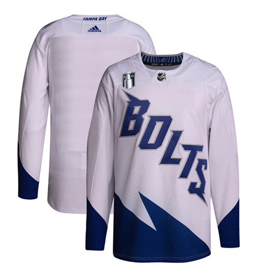 Men's Tampa Bay Lightning Blank 2022 White Stanley Cup Final Patch Breakaway Stitched Jersey