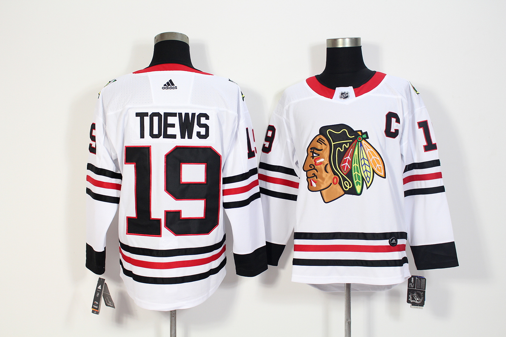 Men's Adidas Chicago Blackhawks #19 Jonathan Toews White Stitched NHL Jersey