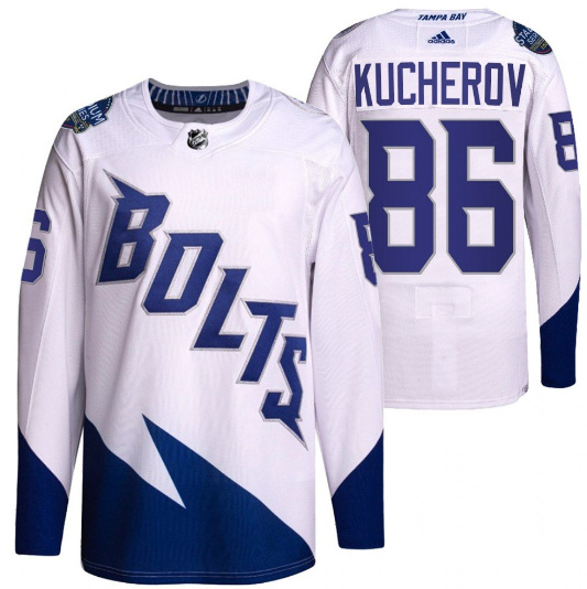 Men's Tampa Bay Lightning #86 Nikita Kucherov 2022 White Stadium Series Breakaway Stitched Jersey