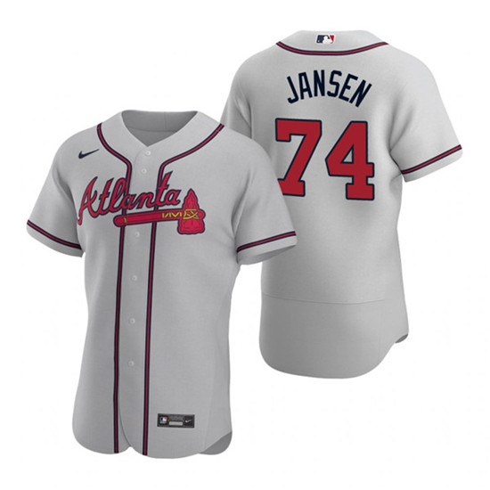 Men's Atlanta Braves #74 Kenley Jansen Gray Flex Base Stitched Baseball Jersey