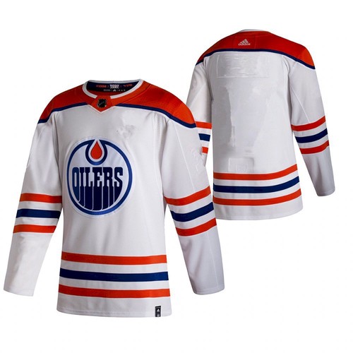 Men's Edmonton Oilers White 2020-21 Reverse Retro Stitched NHL Jersey
