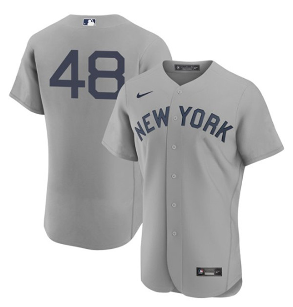 Men's New York Yankees #48 Anthony Rizzo 2021 Gray Field Of Dreams Flex Base Stitched Baseball Jersey