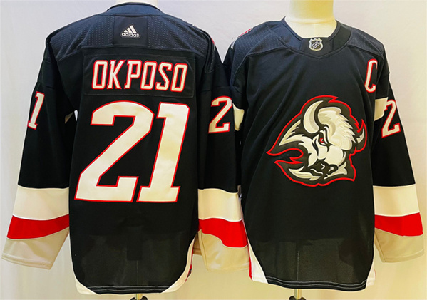 Men's Buffalo Sabres #21 Kyle Okposo Black 2022/23 Stitched Jersey