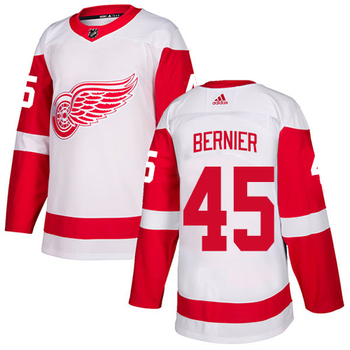 Men's Detroit Red Wings #45 Jonathan Bernier White Stitched NHL Jersey
