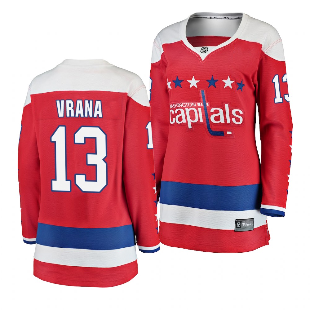Women's Capitals #13 Jakub Vrana Red Stitched NHL Jersey