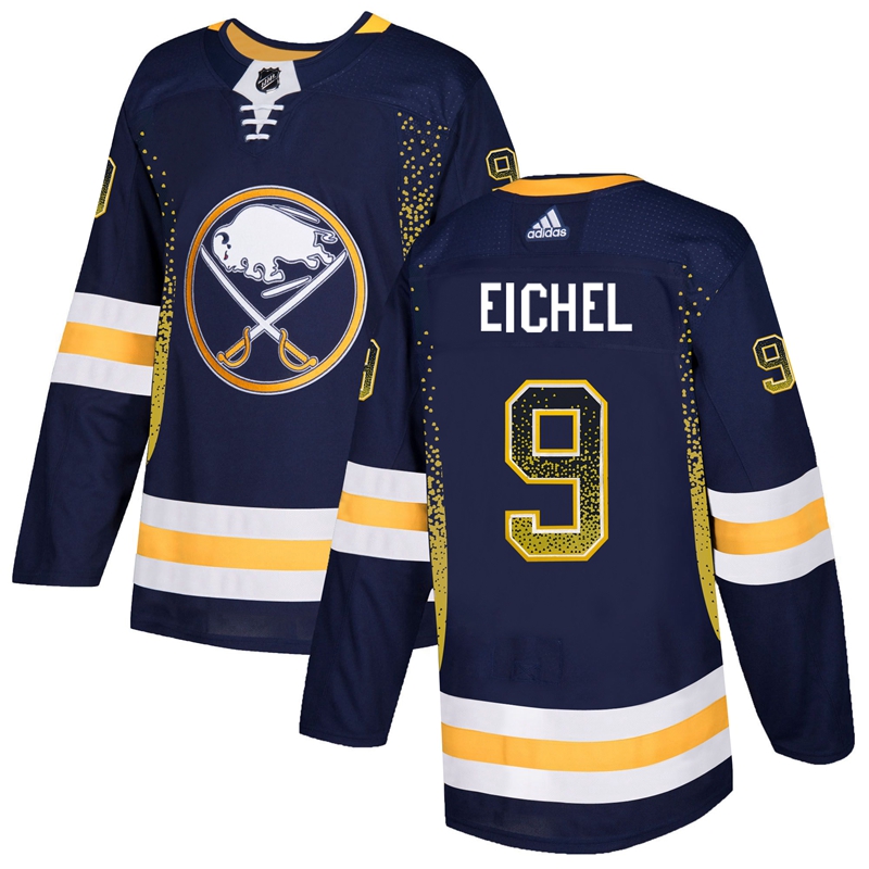 Men's Buffalo Sabres #9 Jack Eichel Navy Blue Drift Fashion Stitched NHL Jersey