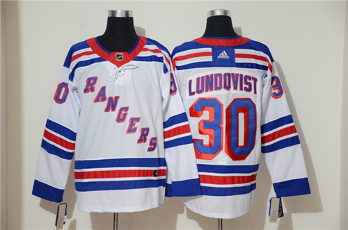Men's New York Rangers #30 Henrik Lundqvist White Stitched NHL Jersey