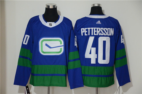 Men's Vancouver Canucks #40 Elias Pettersson Blue Stitched NHL Jersey