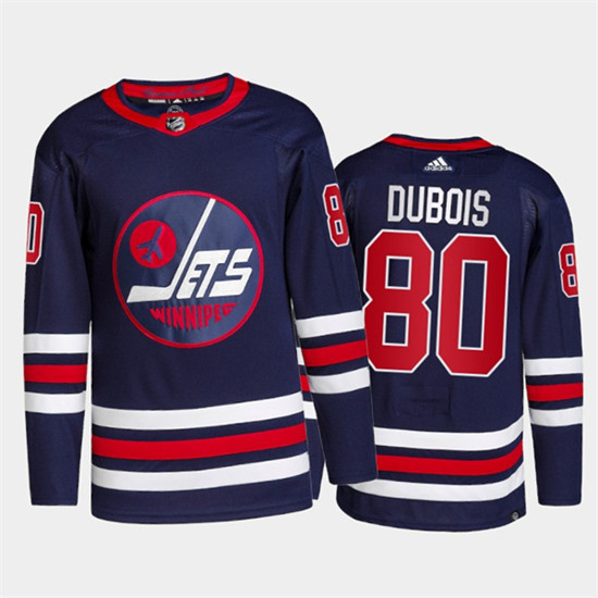 Men's Winnipeg Jets #80 Pierre-Luc Dubois 2021/22 Navy Stitched Jersey