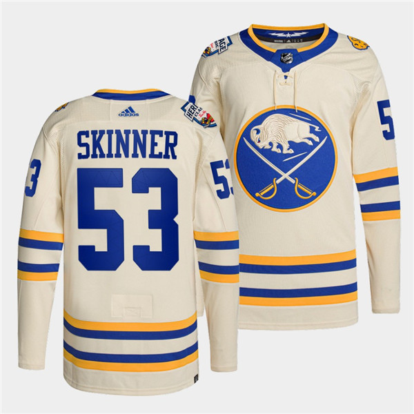 Men's Buffalo Sabres #53 Jeff Skinner 2022 Cream Heritage Classic Stitched Jersey