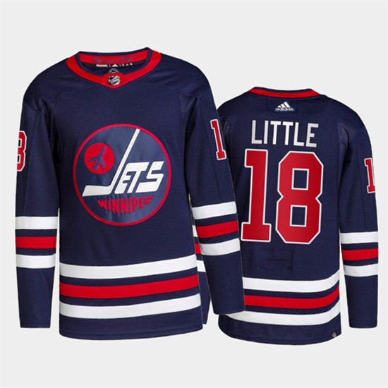 Men's Winnipeg Jets #18 Bryan Little 2021/22 Navy Stitched Jersey