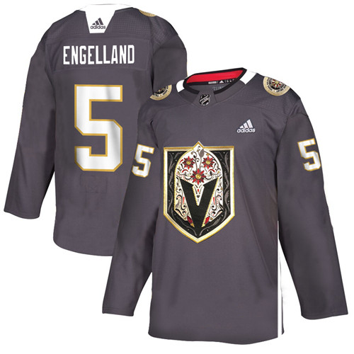 Men's Vegas Golden Knights #5 Deryk Engelland Grey Latino Heritage Night Stitched NHL Jersey
