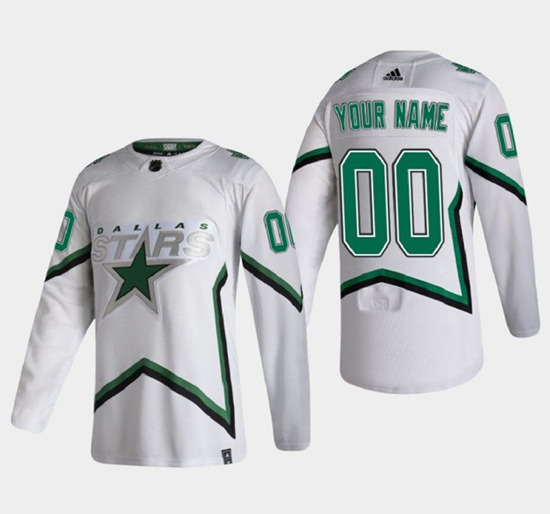 Men's Dallas Stars Custom Name Number Size 2021 White NHL Stitched Jersey