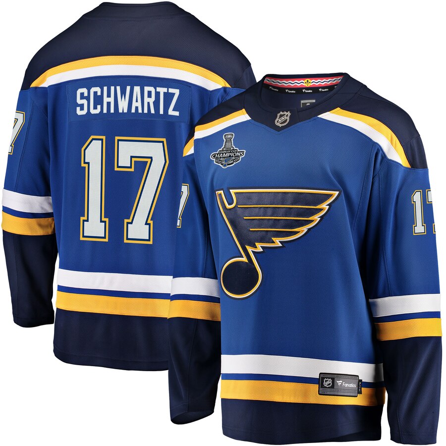 Men's Adidas St. Louis Blues#17 Jaden Schwartz 2019 Stanley Cup Final Bound Breakaway Blue Stitched NHL Jersey