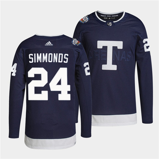 Men's Toronto Maple Leafs #24 Wayne Simmonds 2022 Heritage Classic Navy Stitched Jersey