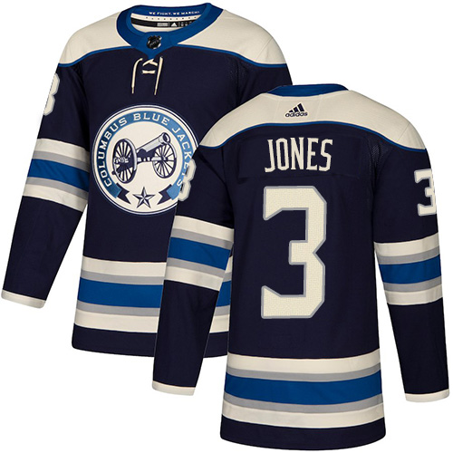 Men's Columbus Blue Jackets #3 Seth Jones Navy Blue Stitched NHL Jersey