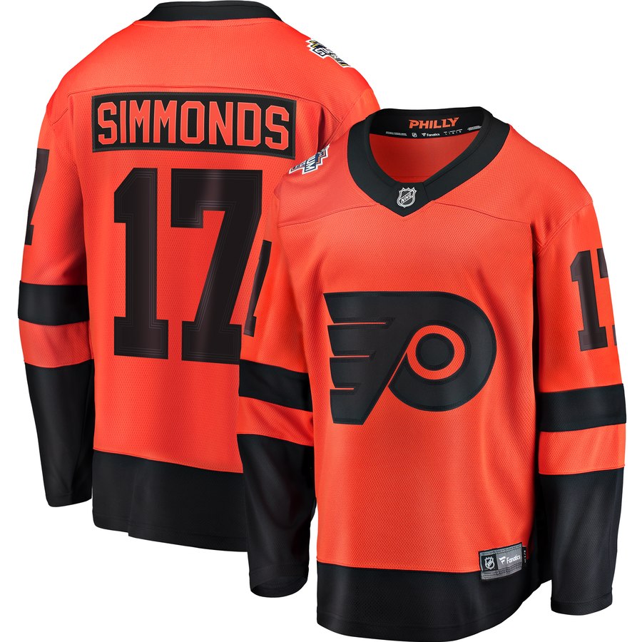 Men's Philadelphia Flyers #17 Wayne Simmonds Orange 2019 NHL Stitched Jersey
