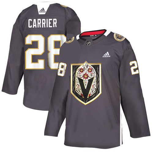 Men's Vegas Golden Knights #28 William Carrier Grey Latino Heritage Night Stitched NHL Jersey