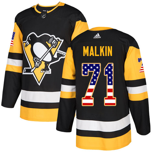 Men's Pittsburgh Penguins #71 Evgeni Malkin Black USA Flag Stitched NHL Jersey