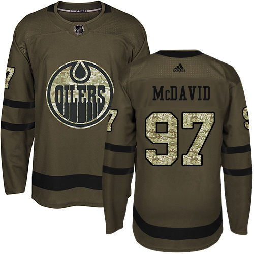 Men's Edmonton Oilers #97 Connor McDavid Green Salute To Service Stitched NHL Jersey