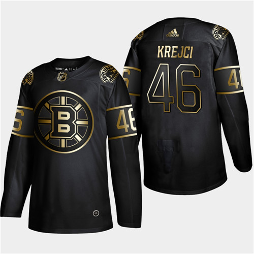 Men's Boston Bruins #46 David Krejci Black Golden Edition Stitched NHL Jersey