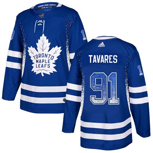 Men's Toronto Maple Leafs #91 John Tavares Blue Drift Fashion Stitched NHL Jersey