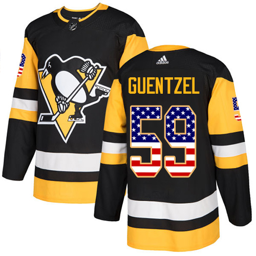 Men's Pittsburgh Penguins #59 Jake Guentzel Black USA Flag Stitched NHL Jersey