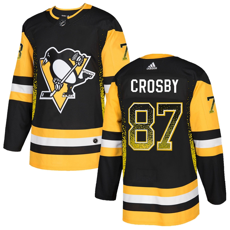 Men's Pittsburgh Penguins #87 Sidney Crosby Black Drift Fashion Stitched NHL Jersey