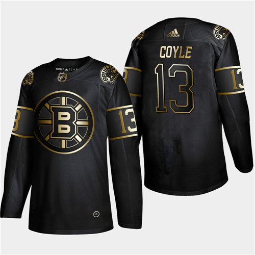 Men's Boston Bruins #13 Charlie Coyle Black Golden Edition Stitched NHL Jersey