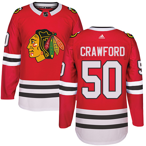 Men's Chicago Blackhawks #50 Corey Crawford Red Stitched NHL Jersey
