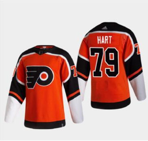 Men's Philadelphia Flyers #79 Carter Hart Orange Reverse Retro Stitched NHL Jersey