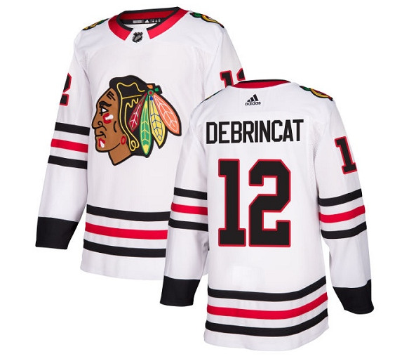 Men's Chicago Blackhawks #12 Alex DeBrincat White Stitched NHL Jersey