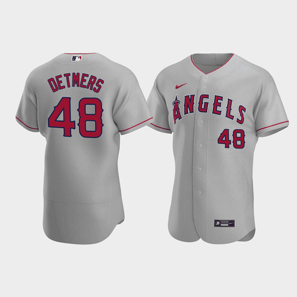 Men's Los Angeles Angels #48 Reid Detmers Gray Flex Base Stitched Jersey