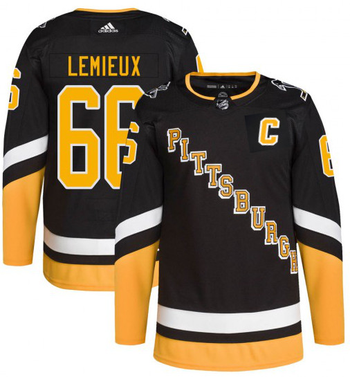 Men's Pittsburgh Penguins #66 Mario Lemieux 2021/2022 Black Stitched Jersey