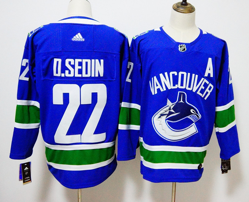 Men's Adidas Vancouver Canucks #22 Daniel Sedin Blue Stitched NHL Jersey