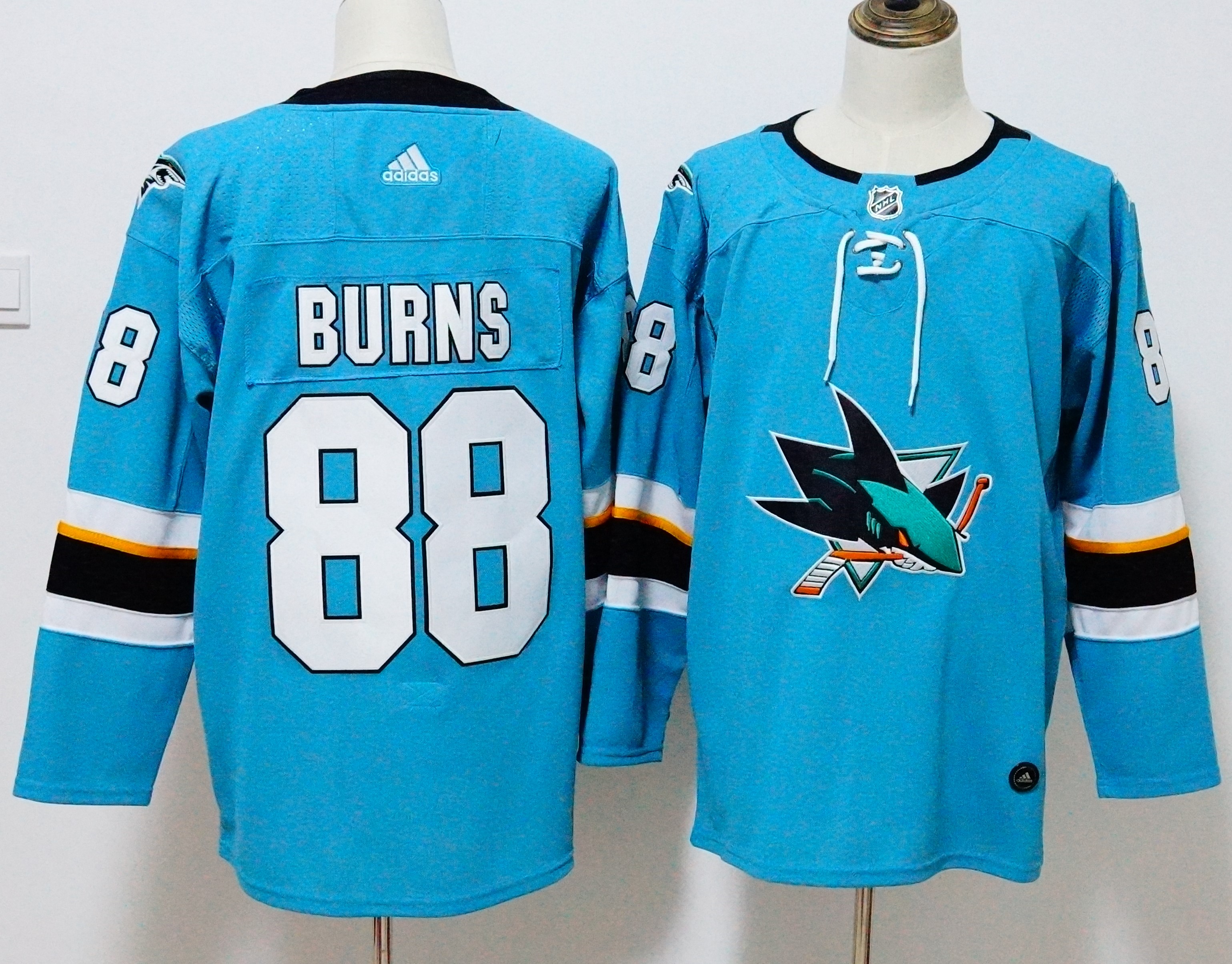 Men's Adidas San Jose Sharks #88 Brent Burns Teal Stitched NHL Jersey