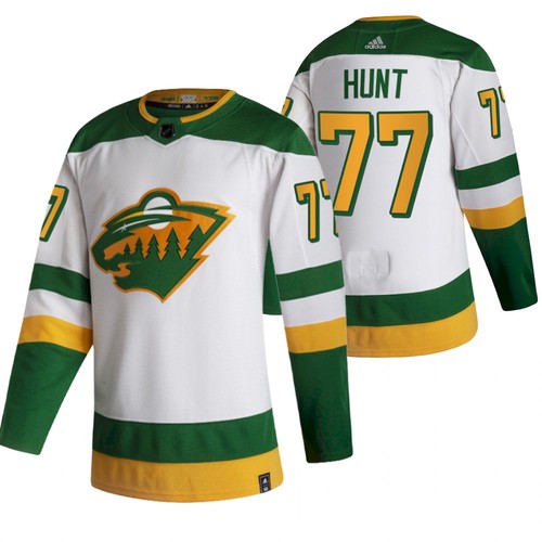 Men's Minnesota Wild #77 Brad Hunt 2021 White Reverse Retro Stitched NHL Jersey