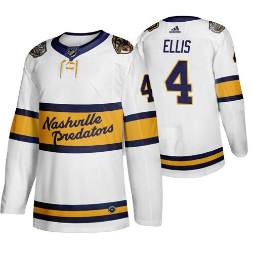 Men's Nashville Predators #4 Ryan Ellis White Stitched NHL Jersey