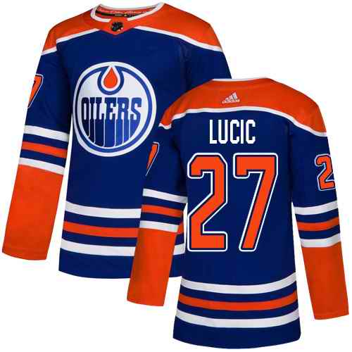 Men's Edmonton Oilers #27 Milan Lucic Royal Blue Stitched NHL Jersey