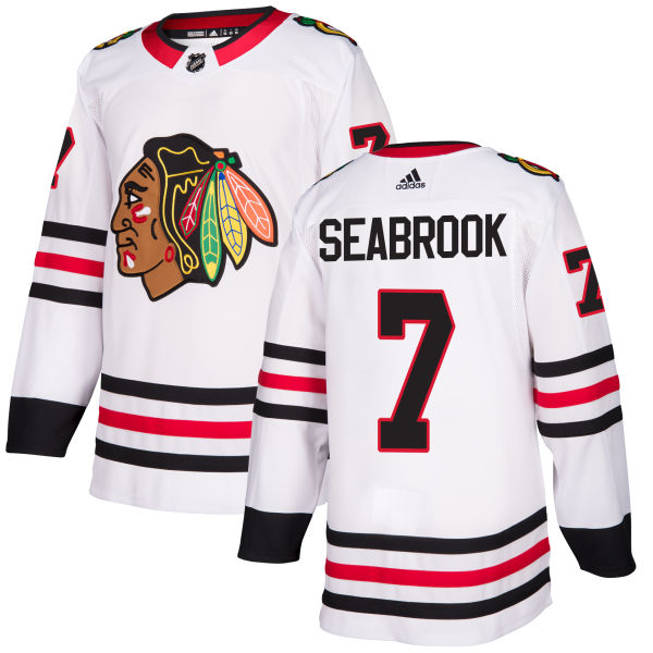 Men's Chicago Blackhawks #7 Brent Seabrook White Stitched NHL Jersey