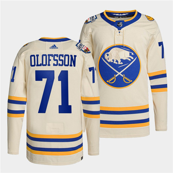 Men's Buffalo Sabres #71 Victor Olofsson 2022 Cream Heritage Classic Stitched Jersey