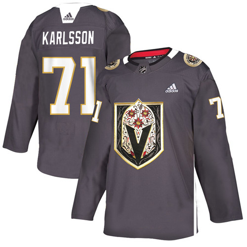 Men's Vegas Golden Knights #71 William Karlsson Grey Latino Heritage Night Stitched NHL Jersey