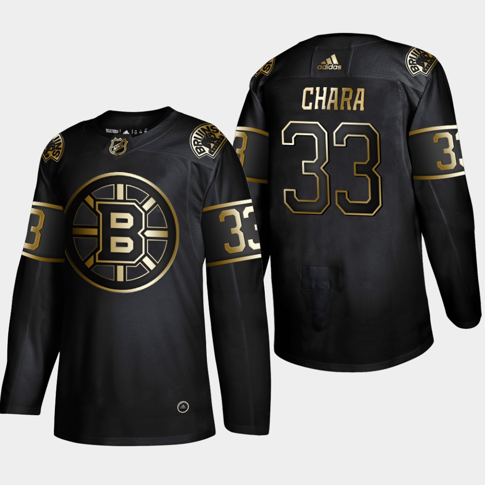 Men's Boston Bruins #33 Zdeno Chara Black Golden Edition Stitched NHL Jersey
