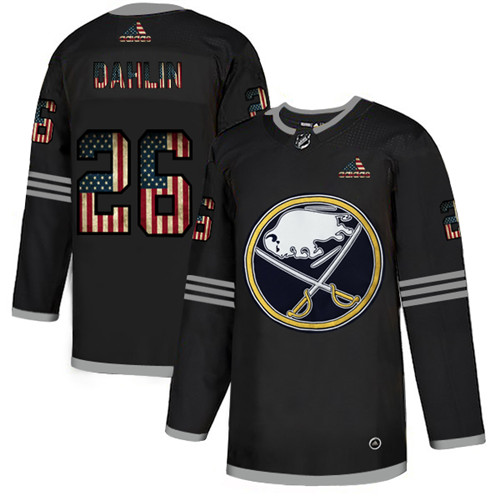 Men's Buffalo Sabres #26 Rasmus Dahlin Grey 2020 USA Flag Stitched NHL Jersey