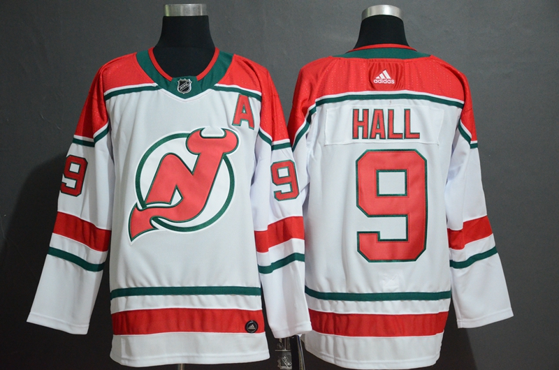 Men's New Jersey Devils #9 Taylor Hall White Stitched NHL Jersey