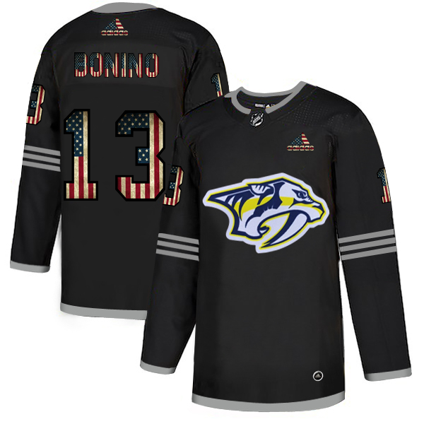 Men's Nashville Predators #13 Nick Bonino Grey USA Flag Stitched NHL Jersey
