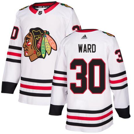 Men's Chicago Blackhawks #30 Cam Ward White Stitched NHL Jersey