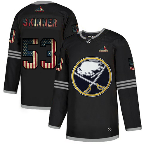Men's Buffalo Sabres #53 Jeff Skinner Grey 2020 USA Flag Stitched NHL Jersey